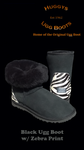 Black Ugg Boot w Zebra